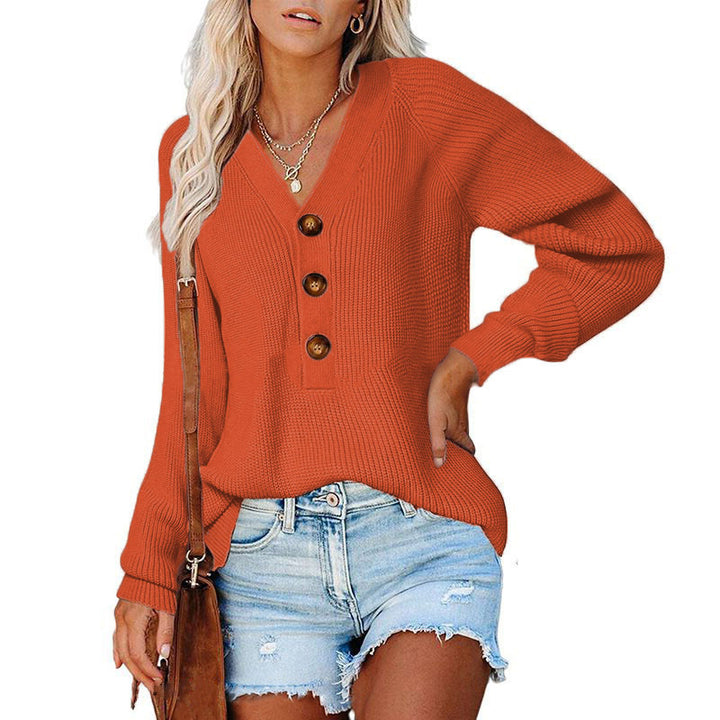 Kvinders V-hals sweater med træknapper Stilla