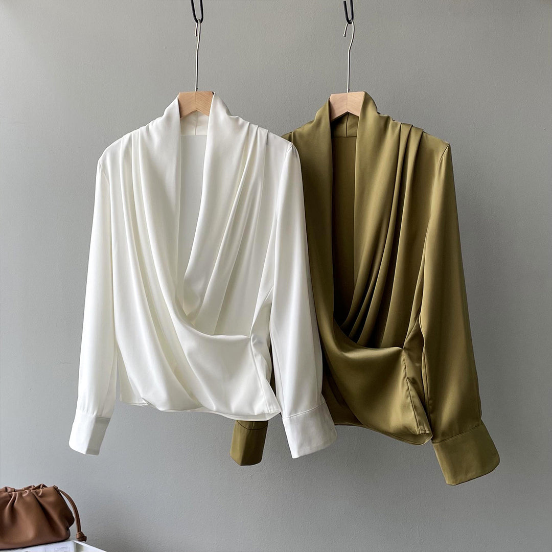 Dame elegant Wrap-overdel med dyb udskæring og flydende snit Stilla