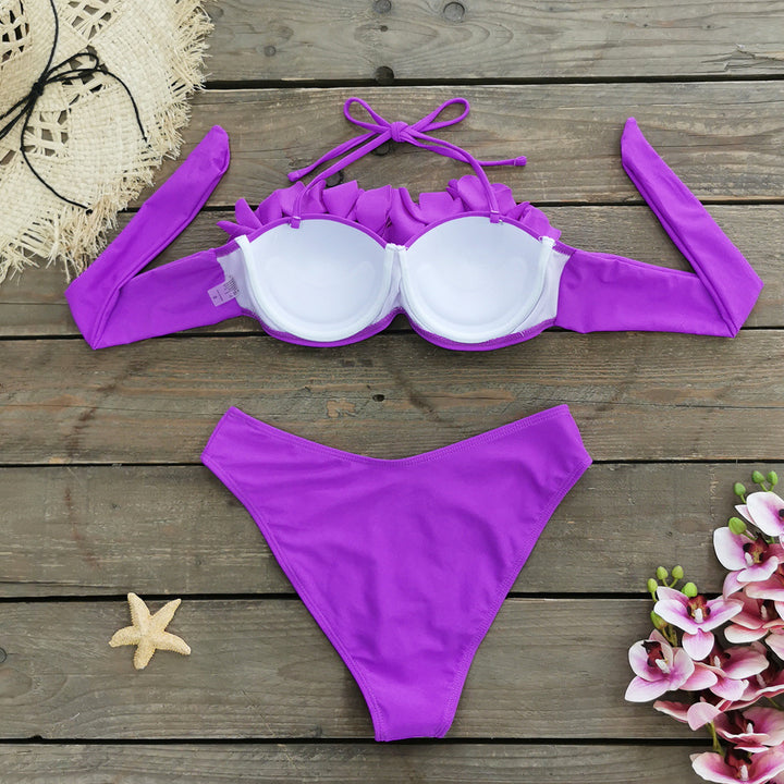 Dame Bikini-sæt med romantiske blomsterapplikationer og elegant snit Stilla