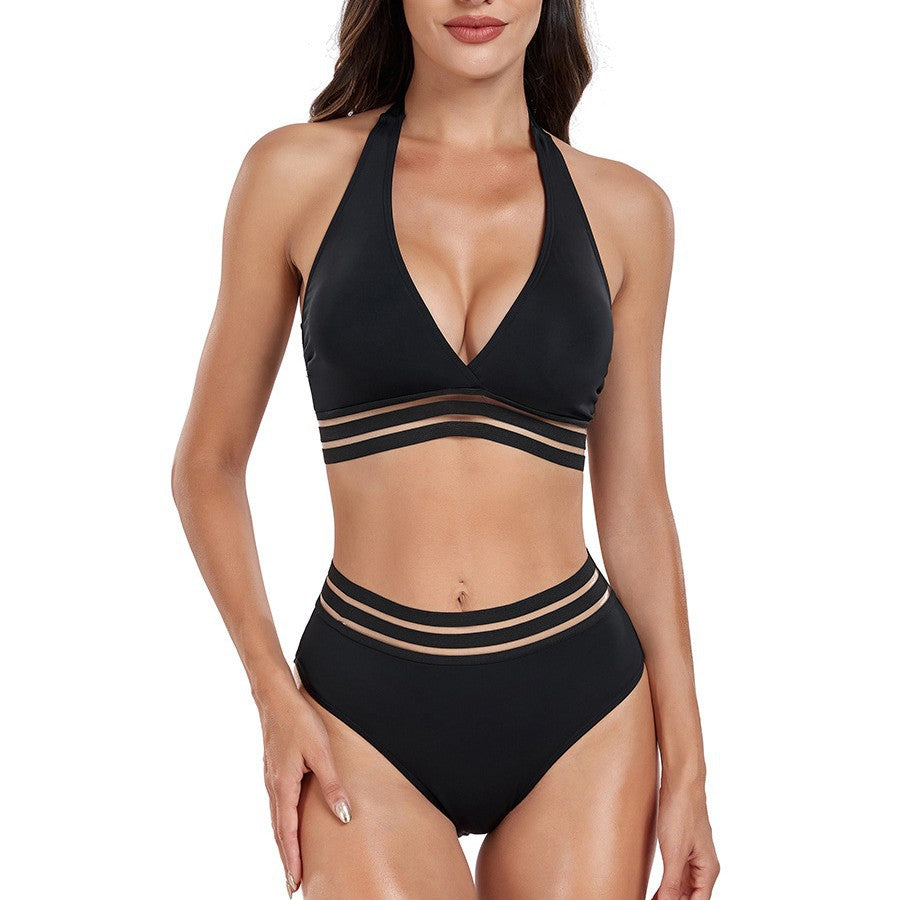 Dame højtaljet bikini-sæt med innovativt cut-out-design Skovae