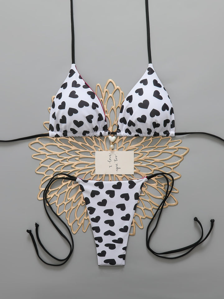 Dame Triangel-Bikini med hjerter Skovae