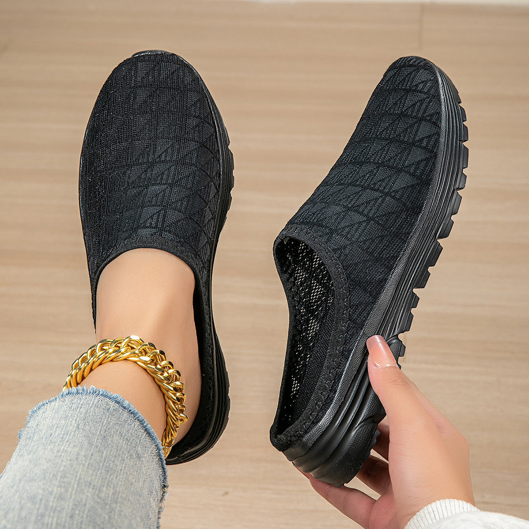 Damer nan åndbar net-sneaker med diamantstruktur-overdel og dæmpet let sål Skovae