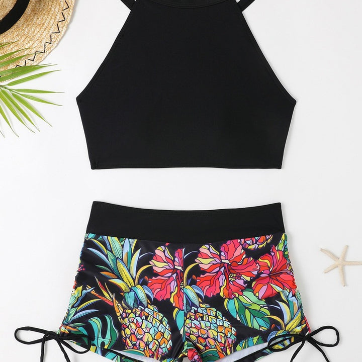 Dame Sporty bikini-sæt med farverigt blomstermønster og afslappet top Stilla