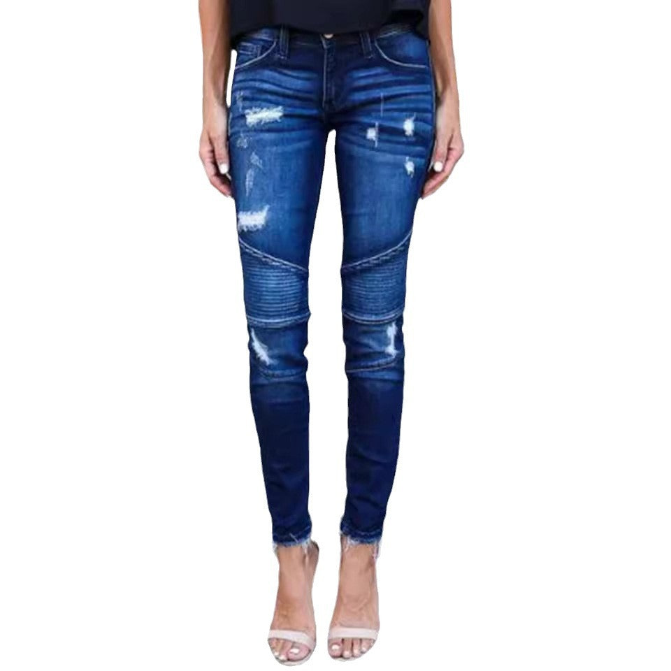 Damejeans i moderigtigt skinny-stil med stilfulde ripped-detaljer Stilla