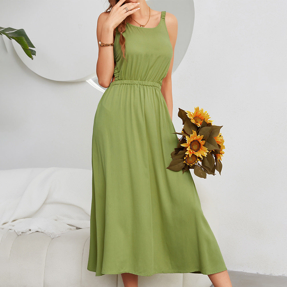 Dame Maxi-kjole med asymmetrisk kant og elastisk bund Stilla