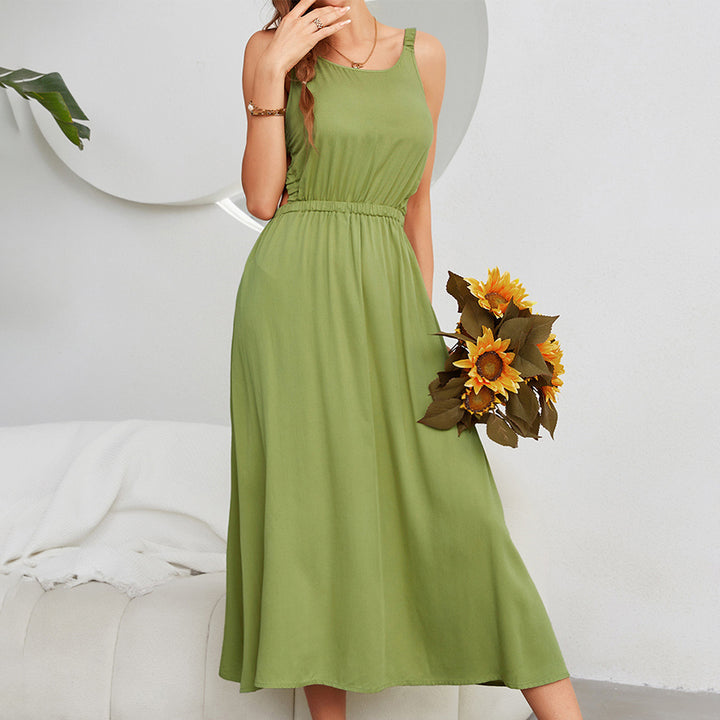 Dame Maxi-kjole med asymmetrisk kant og elastisk bund Stilla