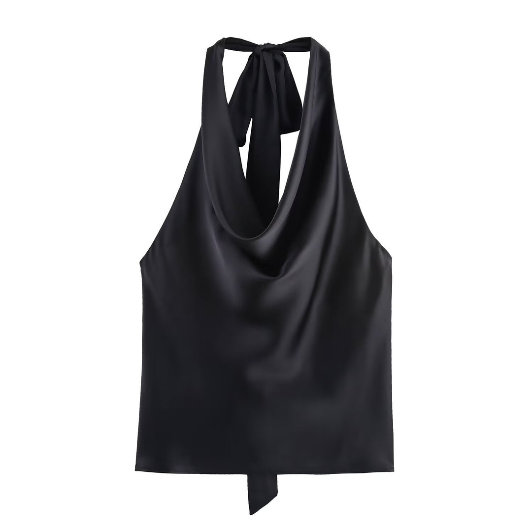 Dame Elegant Haltertop med flydende snit og elegant rygbind Skovae