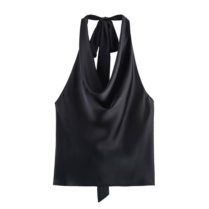 Dame Elegant Haltertop med flydende snit og elegant rygbind Skovae