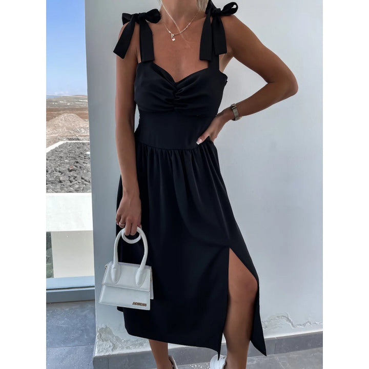 Dame Elegant ærmeløs kjole med sløjfedetalje Stilla