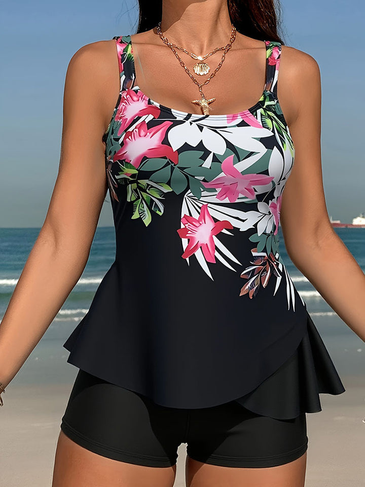 Dame Tankini sæt med blomster top og høj talje trusse Skovae