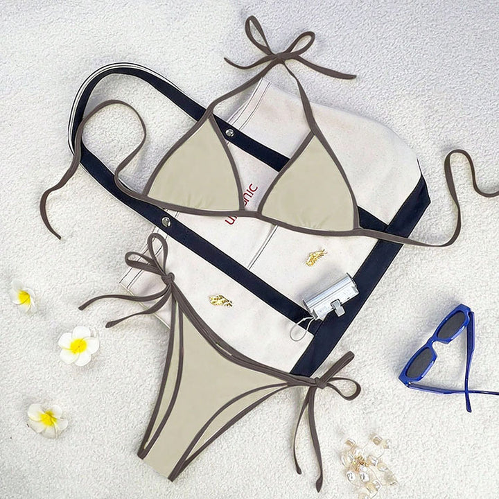 Dame Triangel-Bikini med justerbare stropper og elegant design Skovae
