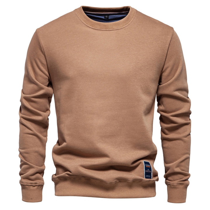 Herrer nan klassisk rundhals-sweatshirt lavet af tung bomuldsblanding med børstet inderside og ribbede manchetter Skovae