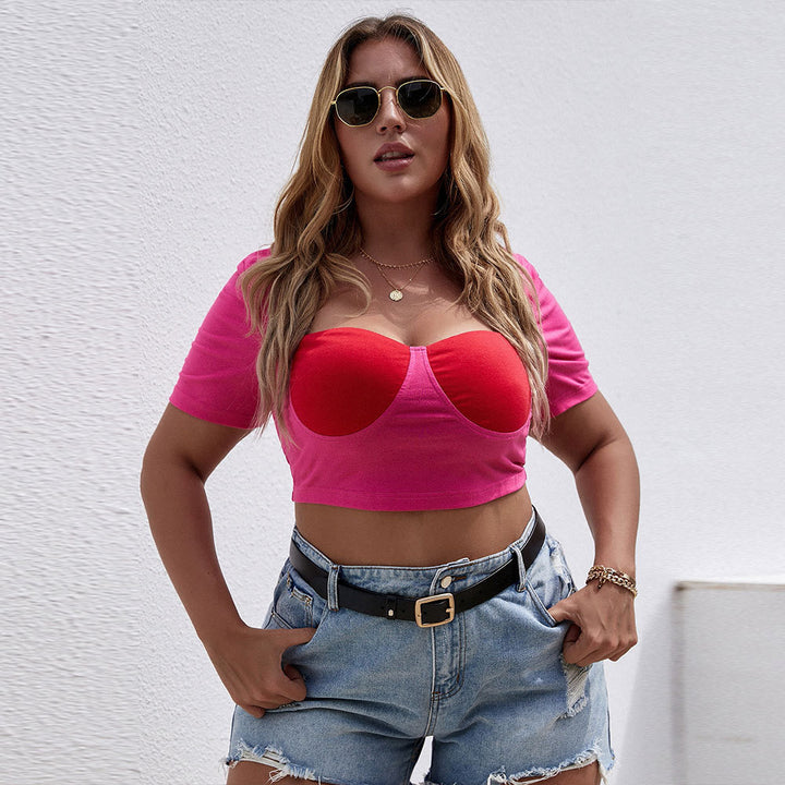 Dame Cropped Top med raffineret bustier-design og korte ærmer Skovae