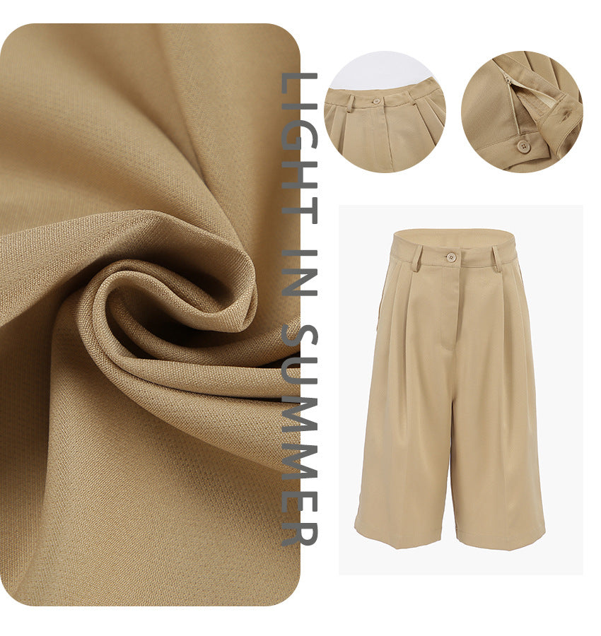 Dame elegante Chino-shorts med høj talje og udvidet snit Stilla