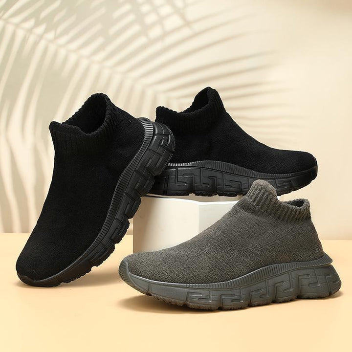 Dame nan hyggelige Sok-Sneaker i teddy-velour med elastisk skaft og stødabsorberende profilsål Skovae