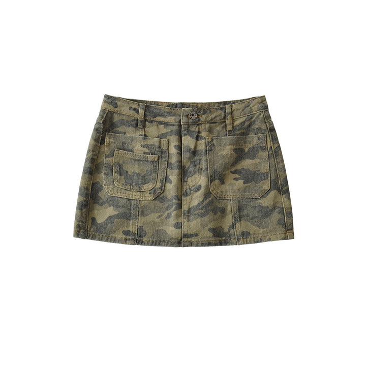 Damer moderigtige cargo-miniskørter med praktiske lommer og trendy camouflage-mønster Stilla