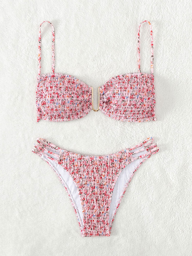 Dame Push-Up-Bikini med justerbare stropper og gyldne accenter Skovae