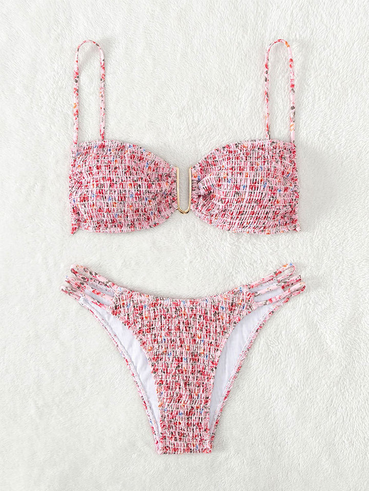 Dame Push-Up-Bikini med justerbare stropper og gyldne accenter Skovae