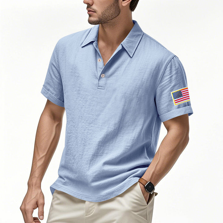 Herre polo shirt med moderigtigt amerikansk flagmotiv og højkvalitets bomuld Stilla