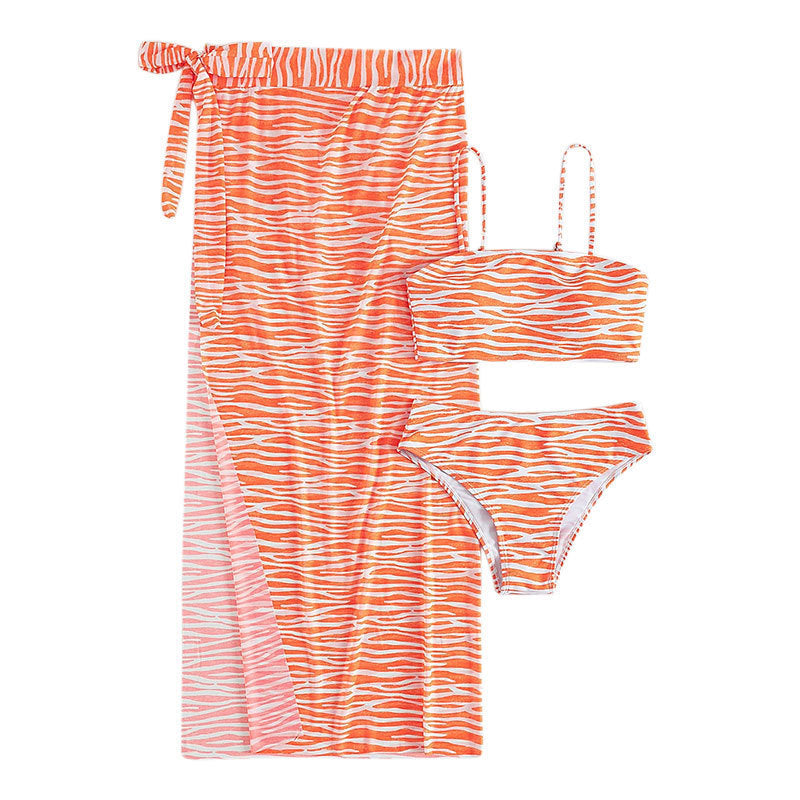 Damer topiec bikini-sæt med trendy indpakningsnederdel Skovae