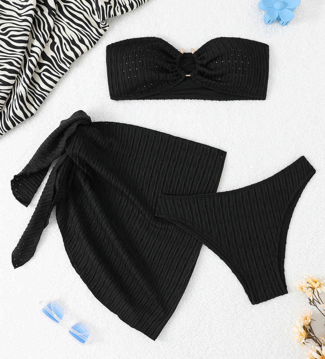 Dame Bandeau bikini med elegant rynkestruktur Skovae