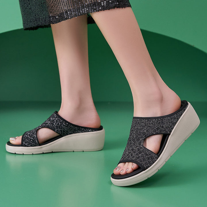 Dame platformsandaler med åndbart overmateriale og ergonomisk design Stilla