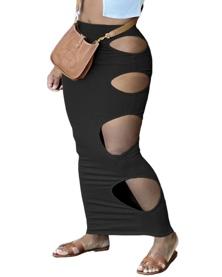Dame figursyet nederdel med raffinerede udsparinger og elegant maxilook Stilla