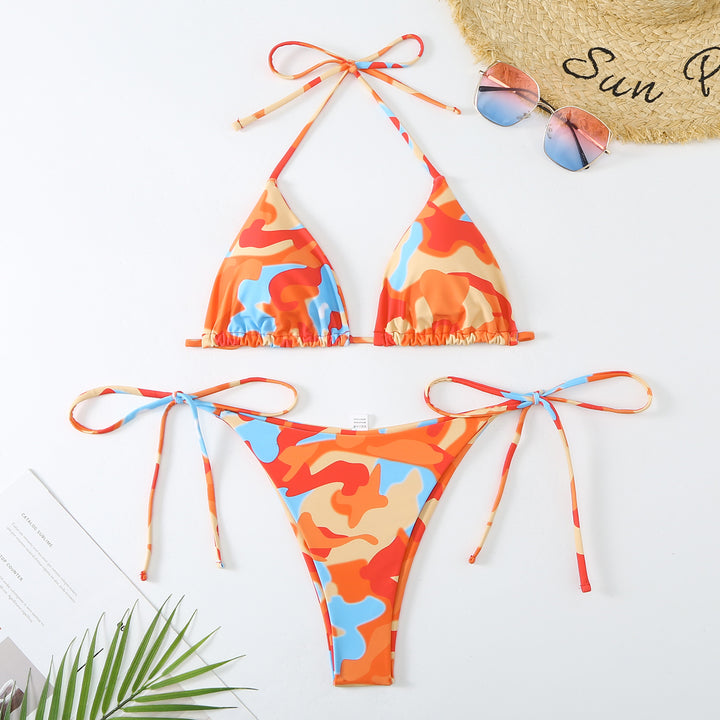 Femme Vibrant Print String Bikini Sæt Stilla