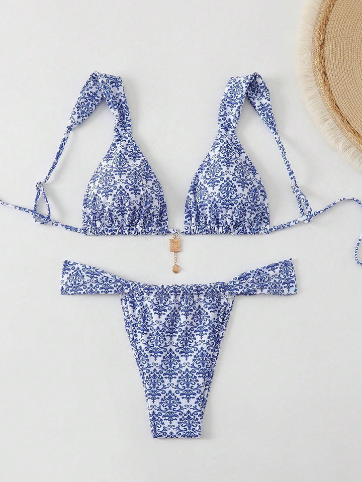 Dame Triangel-bikini med legesygt mønstermix Skovae