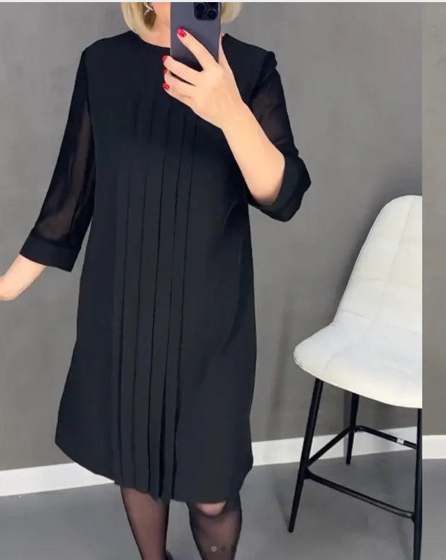 Kvinders maxikjole med elegant drapering og gennemsigtige ærmer Stilla