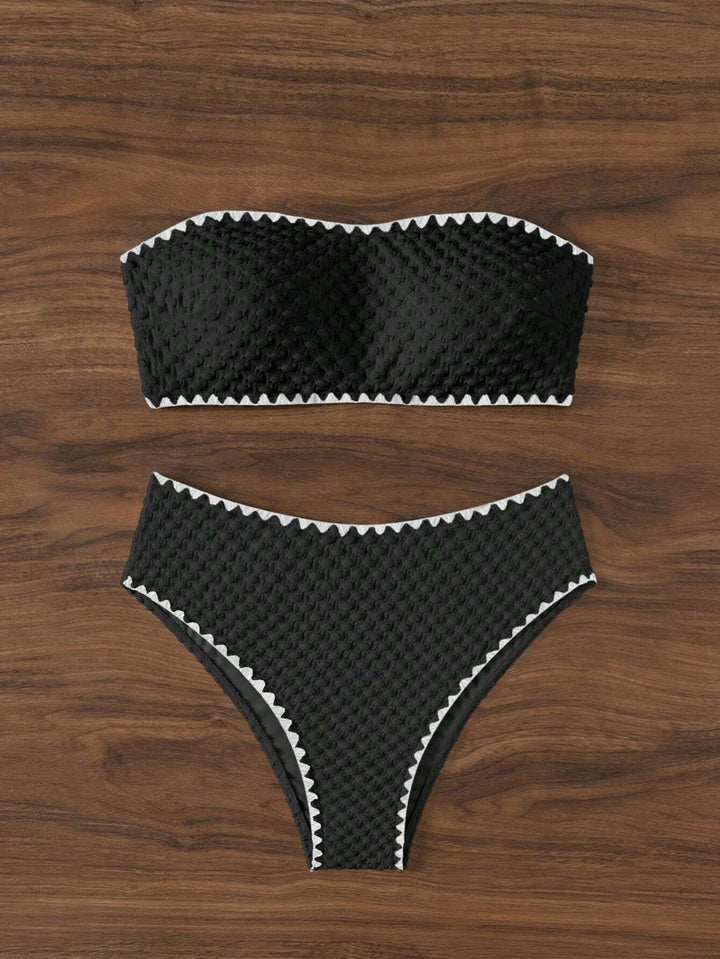 Dame bandeau-bikini med struktureret overflade Skovae