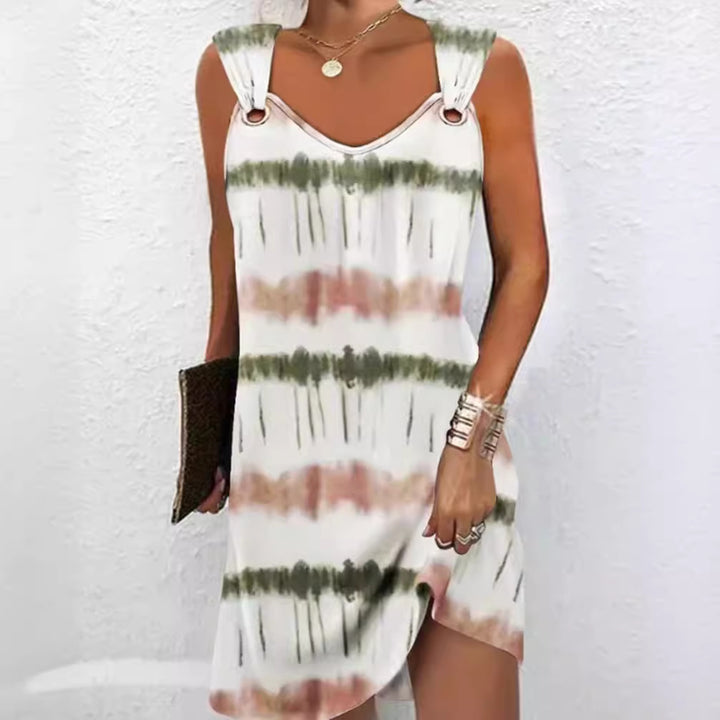 Dame sommerkjole med trendy bindebånd og asymmetrisk snit Stilla