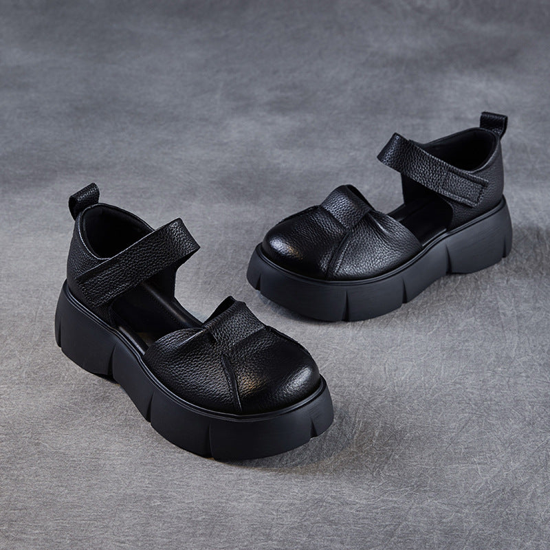 Dame Chunky Lukkede Tær Plattform Slip-On Sko med Justerbar Rem Stilla