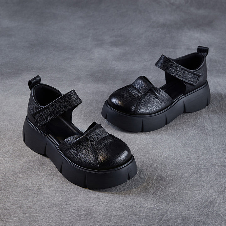 Dame Chunky Lukkede Tær Plattform Slip-On Sko med Justerbar Rem Stilla