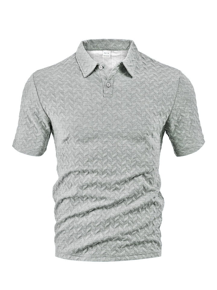 Herrer nan kortærmet polo shirt med præget zigzag struktur og klassisk skjortekrave Skovae