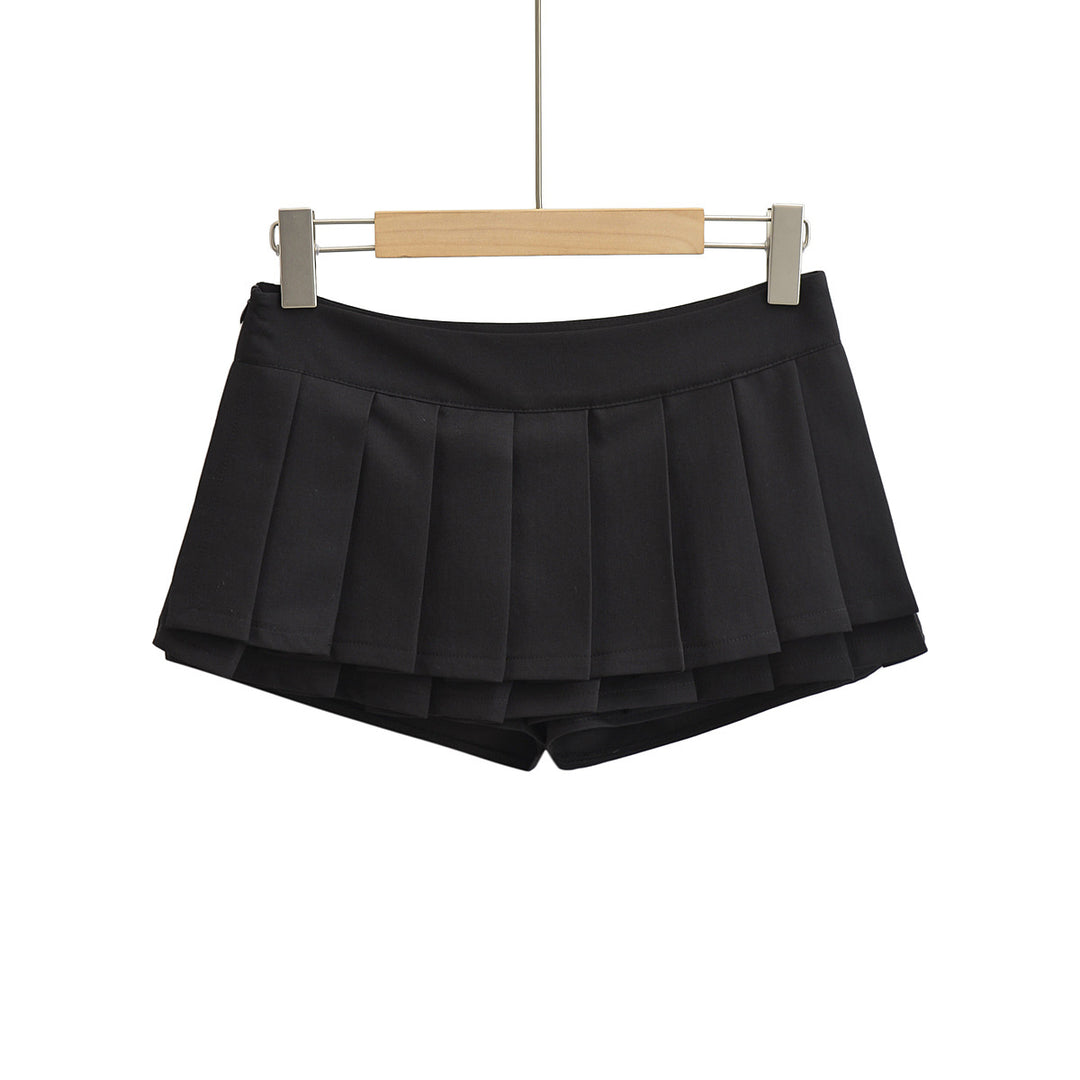 Dame plissé nederdel-shorts med integreret inderbukser og elegant snit Stilla