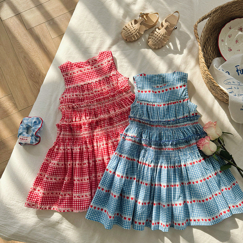 Pige Gingham-tryk Volanterkjole Stilla