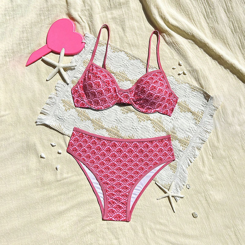 Dame Højtaljede bikini med elegant mønster Skovae