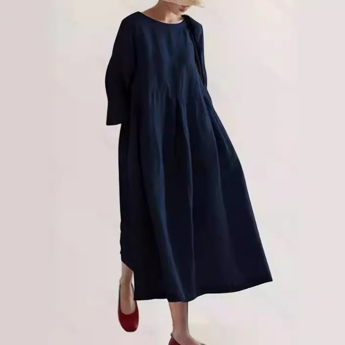 Dame luftig A-linje kjole med 3/4-ærmer og elegant snit Stilla
