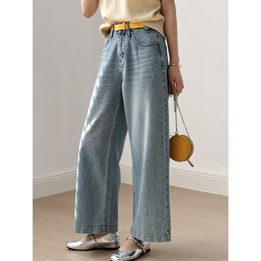 Dame brede jeans med høj talje og elegant snit Stilla