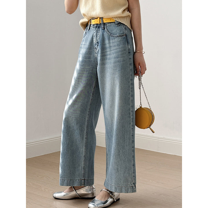Dame brede jeans med høj talje og elegant snit Stilla