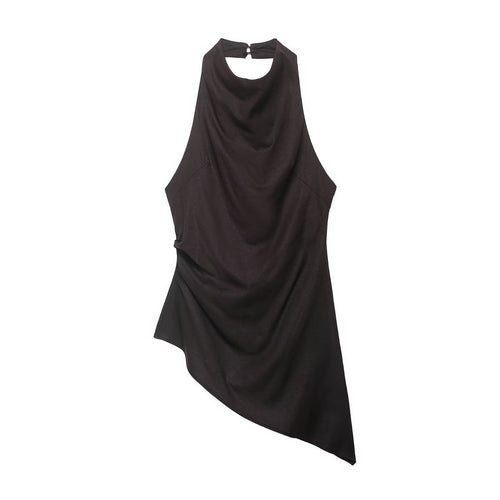 Dame asymmetrisk top med elegant drapering Skovae