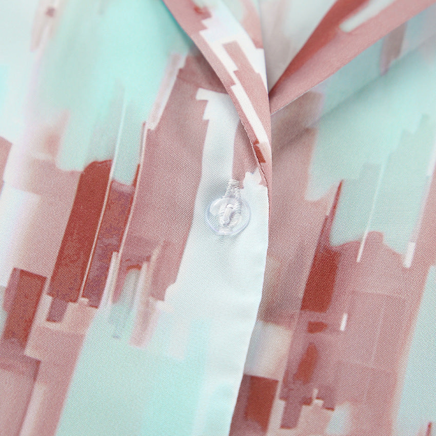 Dame Satin Pyjamasæt i moderne farvegradient-design med løs pasform Stilla