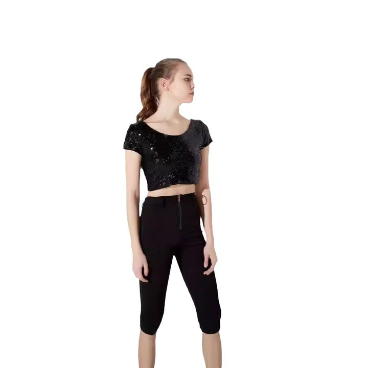 Dame Glitrende Crop-Top med høj talje nederdel Stilla