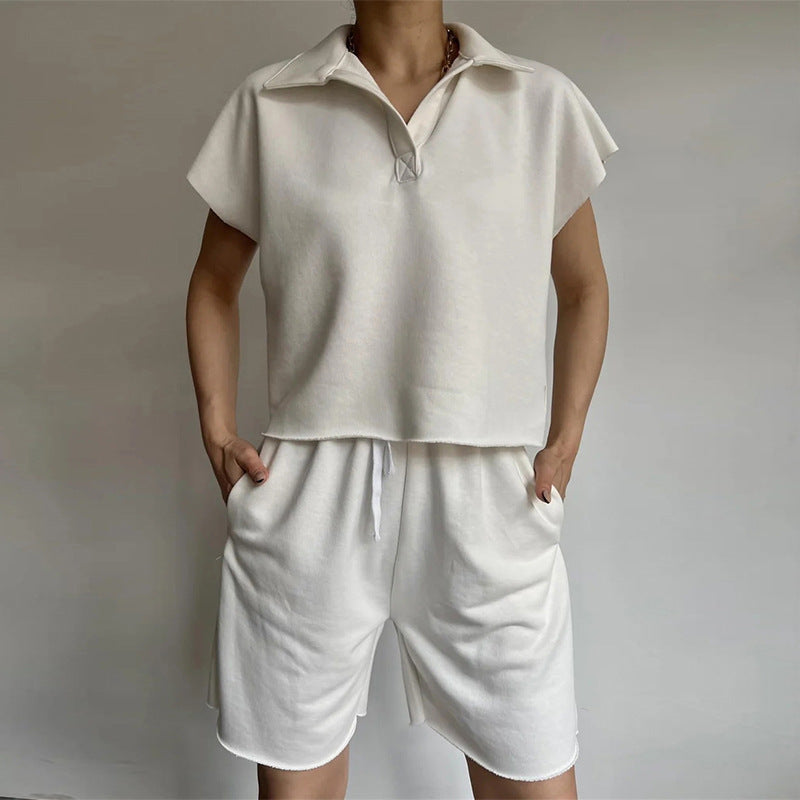 Kvinders afslappede polo shirt og shorts sæt Skovae