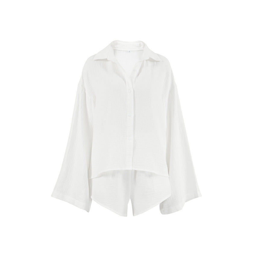 Dame luftig oversized skjorte med matchende shorts sæt Stilla