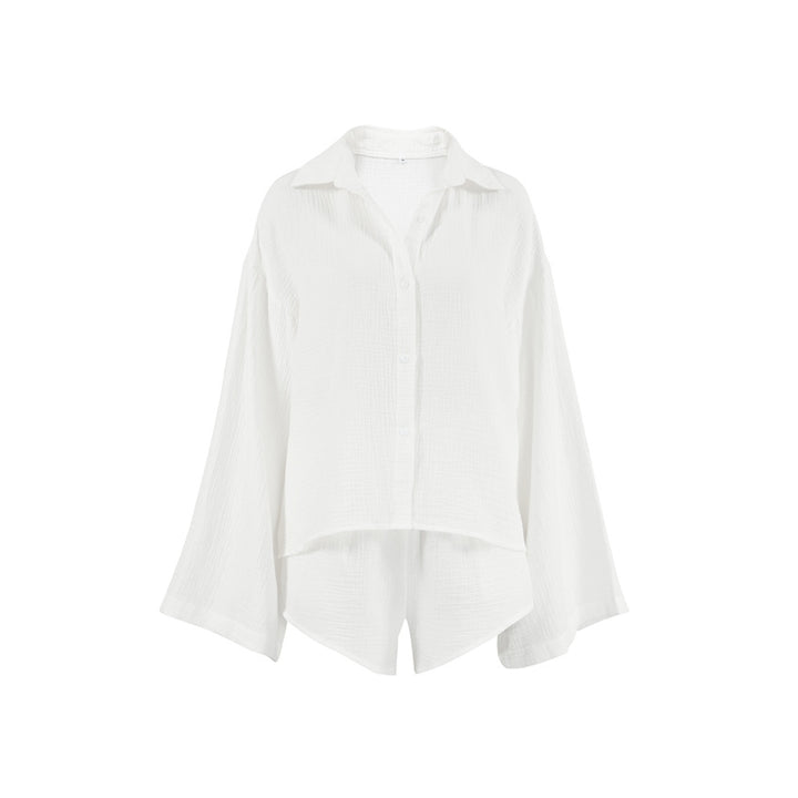 Dame luftig oversized skjorte med matchende shorts sæt Stilla