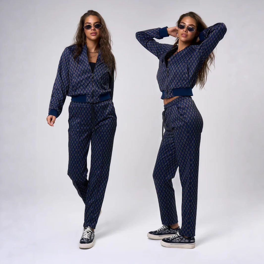 Kvinders sporty loungewear sæt med hættejakke og løse joggingbukser Skovae