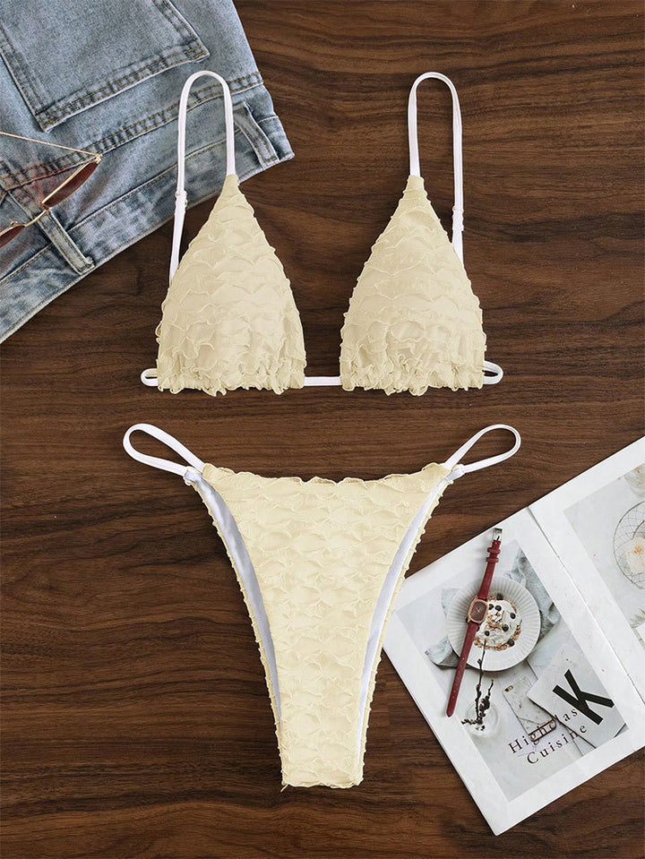 Dame triangelt bikini med voluminøse flæse-design Skovae