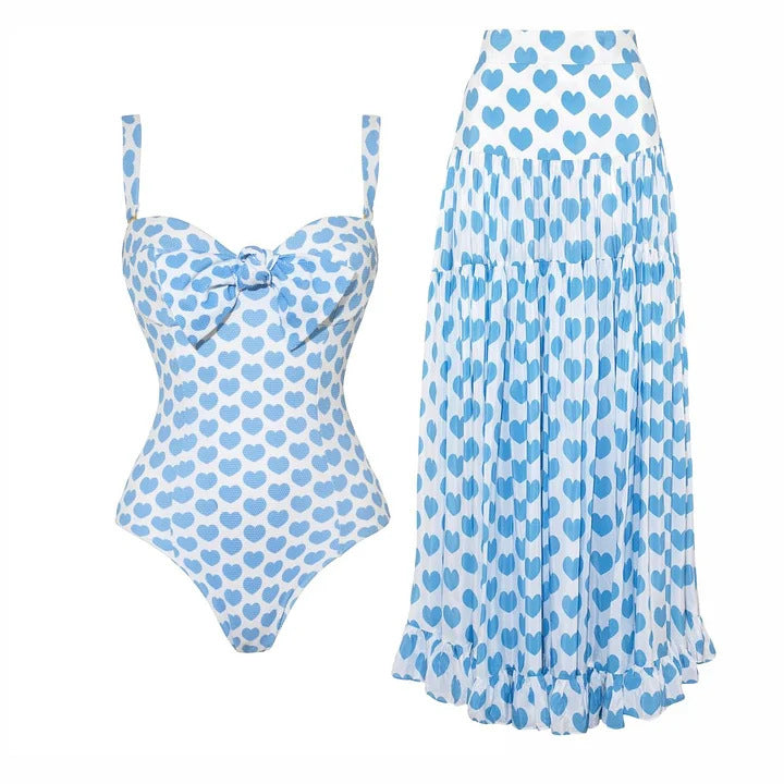 Dame bikiniset med bandeau-overdel og flæse-shorts Skovae